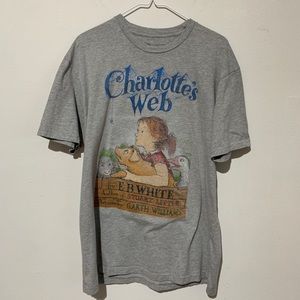 Charlottes Web Girls Top Sz Large Charlottes Web Characters EB Gray T Shirt